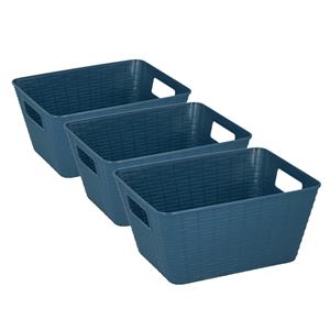 Merkloos 5x Stuks kunststof opbergmandjes blauw 26 x 20 x 13 cm -