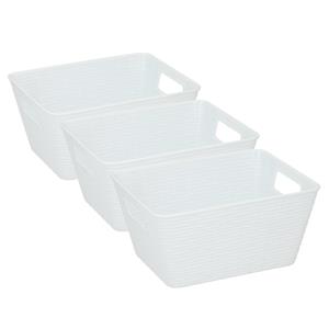 Merkloos 5x Stuks kunststof opbergmandjes wit 26 x 20 x 13 cm -