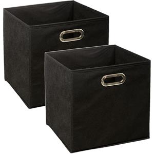 5five Opbergmand/kastmand zwart - Set van 2x stuks - linnen - 29 liter - 31 x 31 x 31 cm - Opbergbox - Vak -