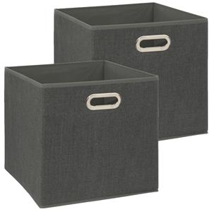 5five Opbergmand/kastmandje - 2x - Donkergrijs - 31 x 31 x 31 cm - 29 liter - Vakkenkast manden - Stof -