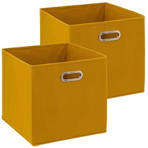 5five Opbergmand/kastmandje - 2x - Geel - 31 x 31 x 31 cm - 29 liter - Vakkenkast manden - Stof -
