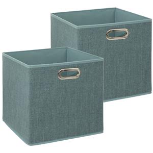 5five Opbergmand/kastmandje - 2x - IJsblauw - 31 x 31 x 31 cm - 29 liter - Vakkenkast manden - Stof -