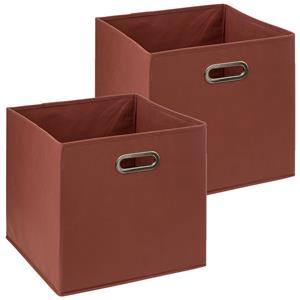 5five Opbergmand/kastmandje - 2x - Steenrood - 31 x 31 x 31 cm - 29 liter - Vakkenkast manden - Stof -