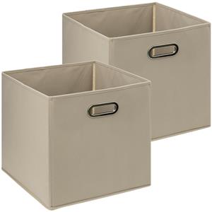 5five Opbergmand/kastmandje - 2x - Taupe - 31 x 31 x 31 cm - 29 liter - Vakkenkast manden - Stof -