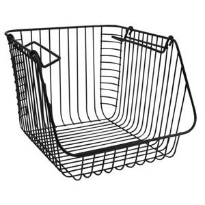 Merkloos Hangmand voor kast - metaal - 27 x 29 x 22 cm - zwart - kastmandje - opbergers -