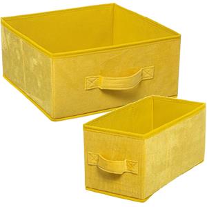 5five Set van 2x stuks opbergmanden/kastmanden 7 en 14 liter geel van polyester 31 cm -