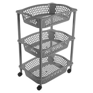 Hega Hogar Keuken opberg trolleys/roltafels met 3 manden 62 cm donkergrijs -