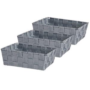 Kipit Set van 3x stuks kast/badkamer opbergmandjes zilvergrijs 24 x 20 x 8 cm -