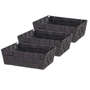 Kipit Set van 3x stuks kast/badkamer opbergmandjes zwart 24 x 20 x 8 cm -