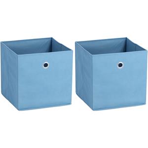 Zeller Opbergmand/kastmand - 2x - 22 liter - blauw - 28 x 28 x 28 cm -