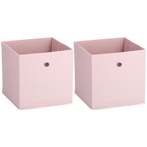 Zeller Opbergmand/kastmand - 2x - 22 liter - lichtroze - 28 x 28 x 28 cm -