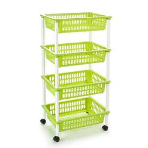 PlasticForte Keukentrolley op wieltjes - 4-laags - groen - kunststof - 40x50x85 cm -