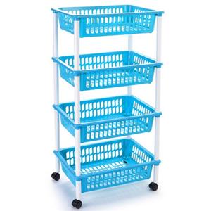 PlasticForte Keukentrolley op wieltjes - 4-laags - lichtblauw - kunststof - 40x50x85 cm -