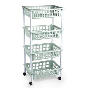 PlasticForte Keukentrolley op wieltjes - 4-laags - mintgroen - kunststof - 40x50x85 cm -