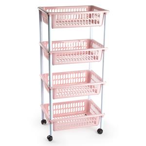 PlasticForte Keukentrolley op wieltjes - 4-laags - oud roze - kunststof - 40x50x85 cm -
