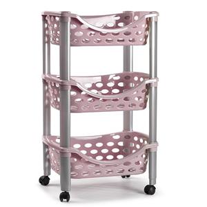PlasticForte Keukentrolley/roltafel - 3-laags - kunststof - roze - x 65 cm -