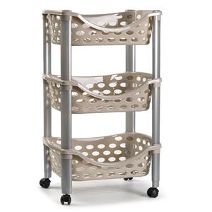 PlasticForte Keukentrolley/roltafel - 3-laags - kunststof - taupe - x 65 cm -