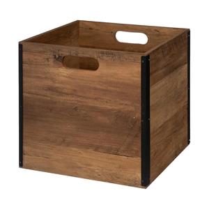 Merkloos Kast opbergmand/kastmand - donkerbruin - 29 liter - mdf hout - 31 x 31 x 31 cm - inklapbaar -