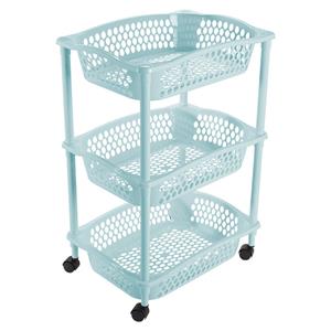 Hega Hogar Keuken opberg trolleys/roltafels met 3 manden 62 cm lichtblauw -