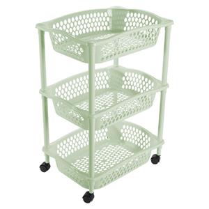 Hega Hogar Keuken opberg trolleys/roltafels met 3 manden 62 cm mintgroen -