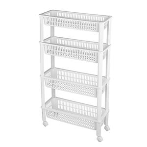 CM keukentrolley/badkamer - op wieltjes - 3-laags - wit - kunststof - 51 x 20 x 94  -