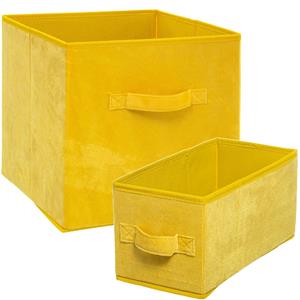 5five Set van 2x stuks opbergmanden/kastmanden 7 en 29 liter geel van polyester 31 cm -