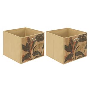 5five Opbergmand/kastmand - 2x - 29 liter - beige - bamboe - 31 x 31 x 31 cm -