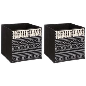 5five Opbergmand/kastmand - 2x - karton/kunststof - 29 liter - zwart - 31 x 31 x 31 cm -