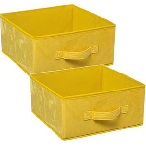5five Opbergmand/kastmand - Set van 2x stuks - geel - 14 liter - 31 x 31 x 15 cm - Opbergboxen - Vakkenkas -