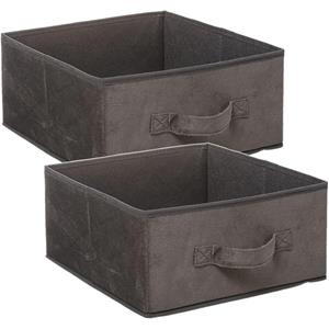 5five Opbergmand/kastmand - Set van 2x stuks - grijs - 14 liter - 31 x 31 x 15 cm - Opbergboxen - Vakkenka -