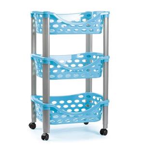 PlasticForte Keukentrolley/roltafel - 3-laags - kunststof - blauw - x 65 cm -