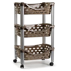 PlasticForte Keukentrolley/roltafel - 3-laags - kunststof - bruin - x 65 cm -