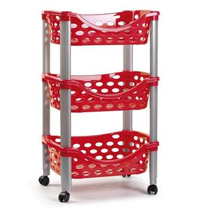 PlasticForte Keukentrolley/roltafel - 3-laags - kunststof - rood - x 65 cm -