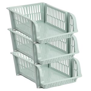 PlasticForte Stapelbare opbergmand - 3x - Mintgroen - 20 liter - kunststof - 43 x 32 x 16 cm -