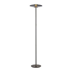 Pure LED vloerlamp Vitrum, grijs aluminium/glas met touchdimmer