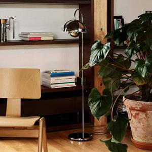 &Tradition Vloerlamp Flowerpot VP12, chroom, hoogte 122 cm