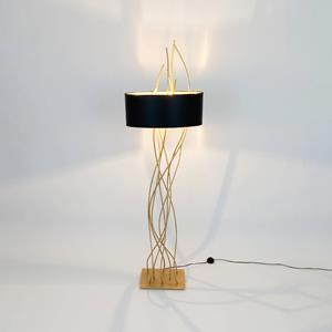 Holländer Elba ovale vloerlamp, goud/zwart, hoogte 180 cm, ijzer