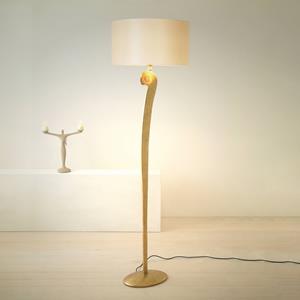 Holländer Lino vloerlamp, goudkleurig/ecru, hoogte 160 cm, ijzer