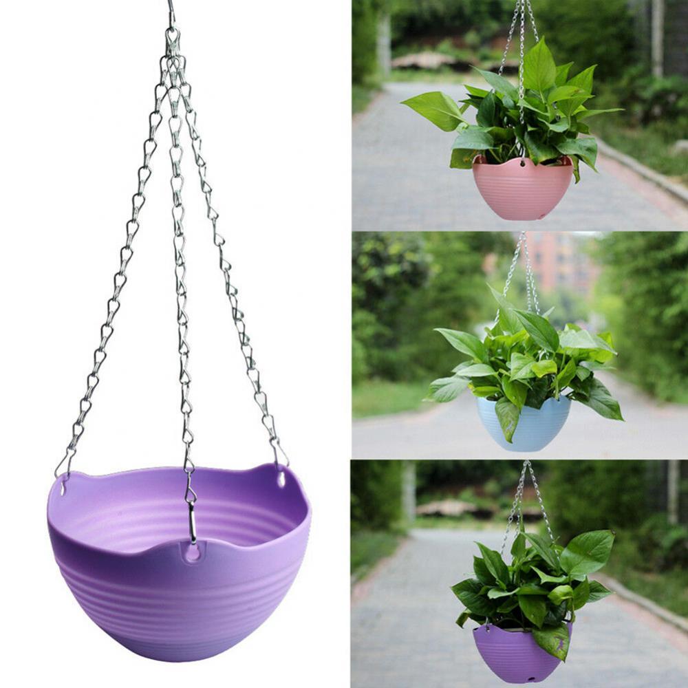 Yushena Hangende ketting bloempot mand plantenbak container tuin huis balkon decoratie S beige