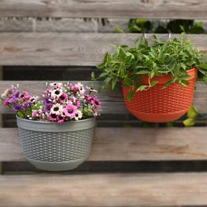 HOMEKA Bloempot Fade-less Valbestendig Sierafvoergat Plantpot Plantaccessoires M koffie