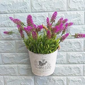 HOMEKA Metalen bloemenmuurmand Vintage woondecoratie Draagbare idyllische smeedijzeren hangende bloempot voor bakkerij wit