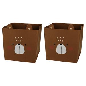 Merkloos 2x stuks opbergmand vilt kinderkamer - dieren thema beer - 32 x 32 x 32 cm -