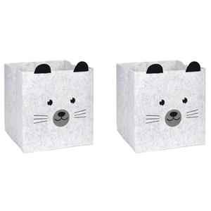 Merkloos 2x stuks opbergmand vilt kinderkamer - dieren thema muis - 32 cm -