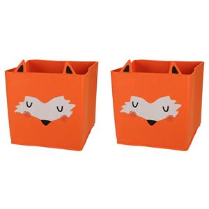 Merkloos 2x stuks opbergmand vilt kinderkamer - dieren thema vos - 32 x 32 x 32 cm -