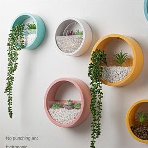 Treasure Yard Nordic Home Decoration Vaas Muurhanger Bloempot Kamer Hangende Accessoires Mand Bloemcontainer Huisdecoratie Bloempot Diameter 18cm wit