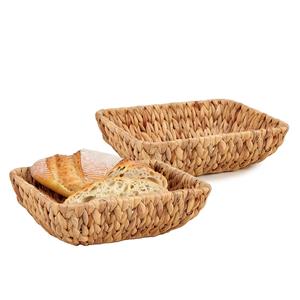 Merkloos Opbergmandje/Broodmandje - 2x - gevlochten riet - naturel kleur - 30 x 22 x 9 cm -