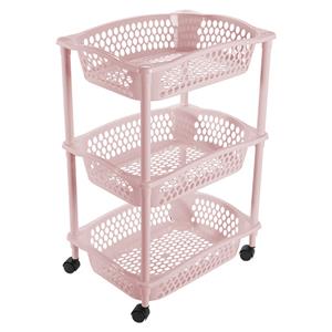 Hega Hogar Keuken opberg trolleys/roltafels met 3 manden 62 cm lichtroze -