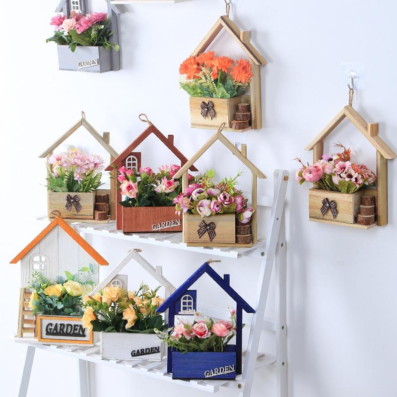 White Horse Prince Hangende houten hangers Raam Muur Deur Tuin Binnenplaats Bloemenmand Ornamenten
