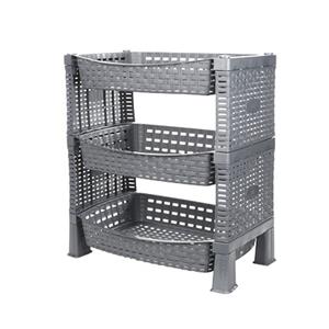 CM keuken opbergrek - 3-laags - grijs - met gaatjes - kunststof - 47 x x 30  -