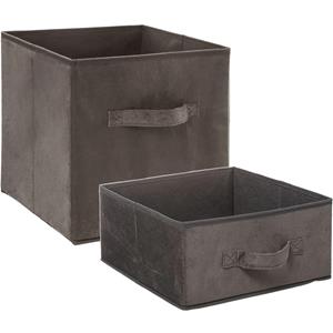 5five Set van 2x stuks opbergmanden/kastmanden 14 en 29 liter donkergrijs van polyester 31 cm -